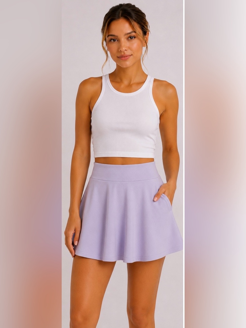 Express Soft Lilac Skater Skirt with Pockets Size Small